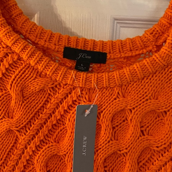 Sold! N/A JCrew Orange Diagonal Cable Knit Sweater - Picture 10 of 11
